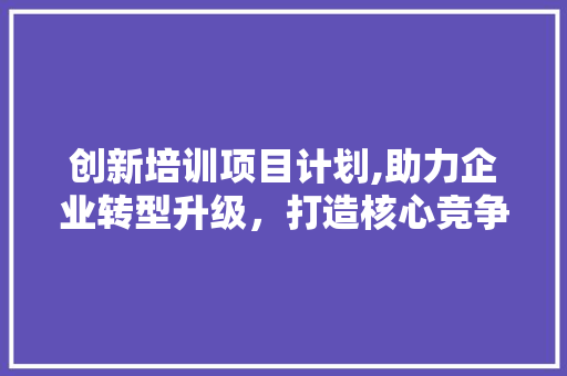 创新培训项目计划,助力企业转型升级，打造核心竞争力
