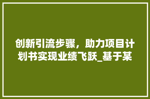 创新引流步骤，助力项目计划书实现业绩飞跃_基于某项目的方法与思考
