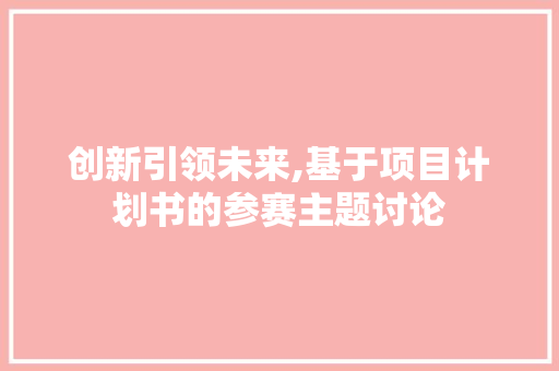 创新引领未来,基于项目计划书的参赛主题讨论
