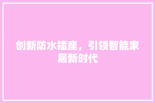 创新防水插座，引领智能家居新时代