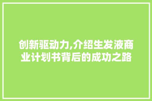 创新驱动力,介绍生发液商业计划书背后的成功之路