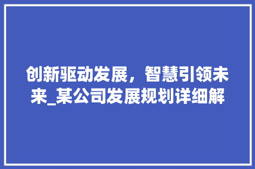 创新驱动发展，智慧引领未来_某公司发展规划详细解读