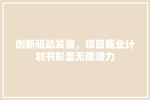 创新驱动发展，项目商业计划书彰显无限潜力