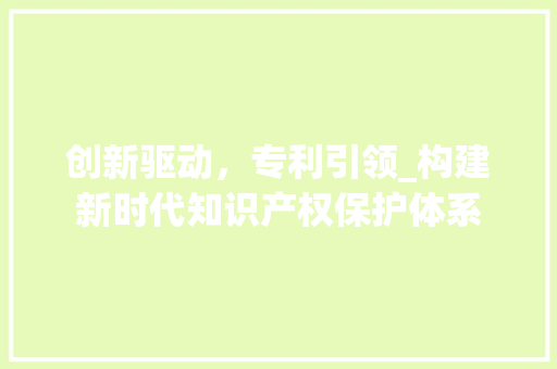 创新驱动，专利引领_构建新时代知识产权保护体系