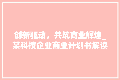 创新驱动，共筑商业辉煌_某科技企业商业计划书解读