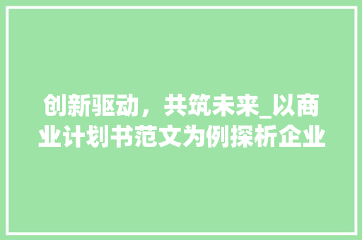 创新驱动，共筑未来_以商业计划书范文为例探析企业发展战略