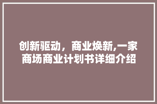 创新驱动，商业焕新,一家商场商业计划书详细介绍