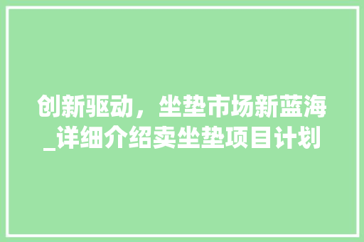 创新驱动，坐垫市场新蓝海_详细介绍卖坐垫项目计划