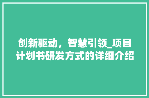 创新驱动，智慧引领_项目计划书研发方式的详细介绍 职场写作