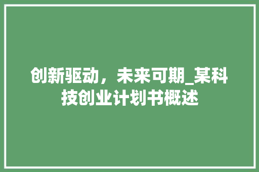 创新驱动，未来可期_某科技创业计划书概述