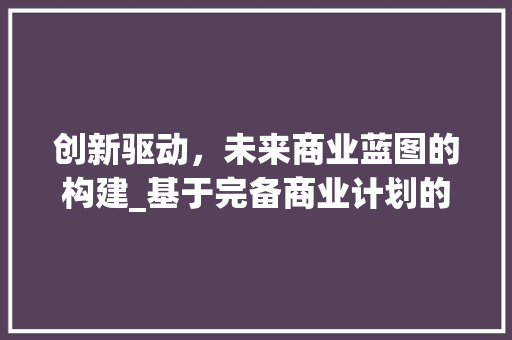 创新驱动，未来商业蓝图的构建_基于完备商业计划的例子分析