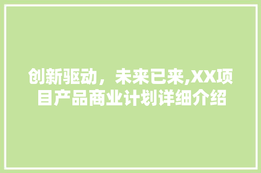 创新驱动，未来已来,XX项目产品商业计划详细介绍