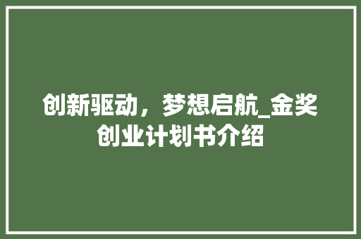 创新驱动，梦想启航_金奖创业计划书介绍
