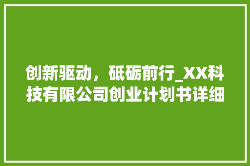 创新驱动，砥砺前行_XX科技有限公司创业计划书详细介绍