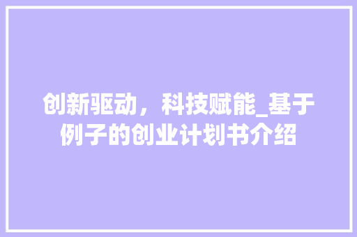 创新驱动，科技赋能_基于例子的创业计划书介绍