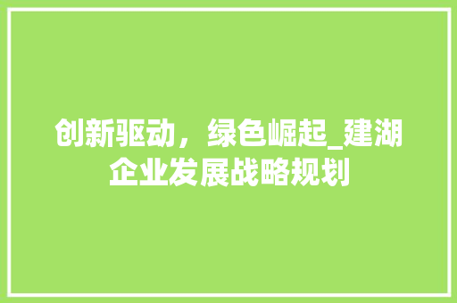 创新驱动，绿色崛起_建湖企业发展战略规划