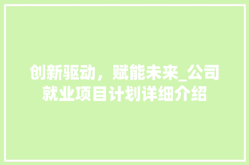 创新驱动，赋能未来_公司就业项目计划详细介绍