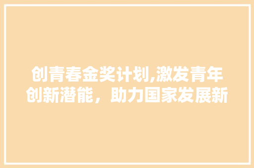 创青春金奖计划,激发青年创新潜能，助力国家发展新篇章