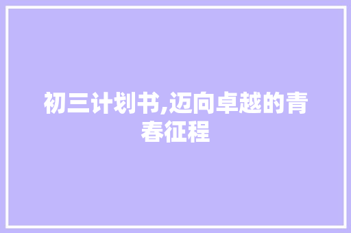 初三计划书,迈向卓越的青春征程