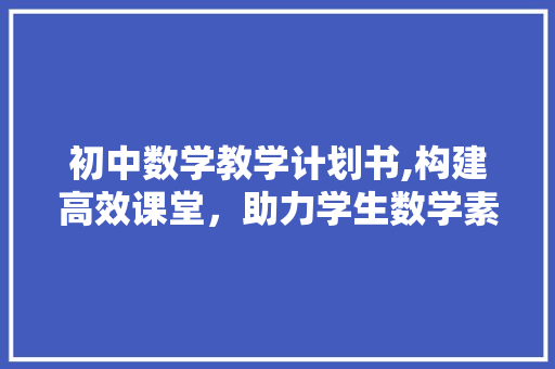 初中数学教学计划书,构建高效课堂，助力学生数学素养提升