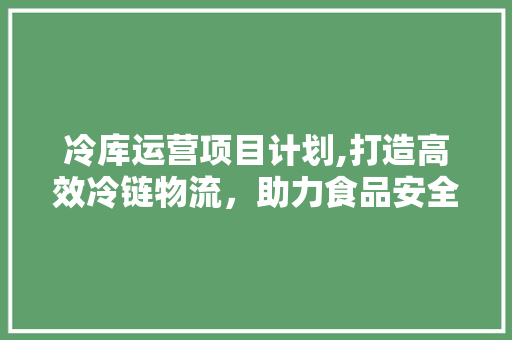 冷库运营项目计划,打造高效冷链物流，助力食品安全