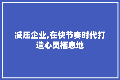 减压企业,在快节奏时代打造心灵栖息地