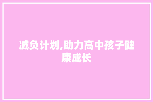 减负计划,助力高中孩子健康成长 会议纪要