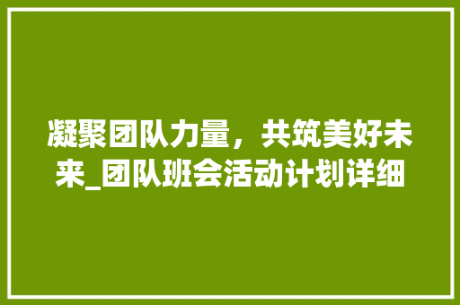 凝聚团队力量，共筑美好未来_团队班会活动计划详细解读