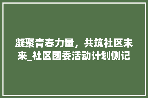 凝聚青春力量，共筑社区未来_社区团委活动计划侧记