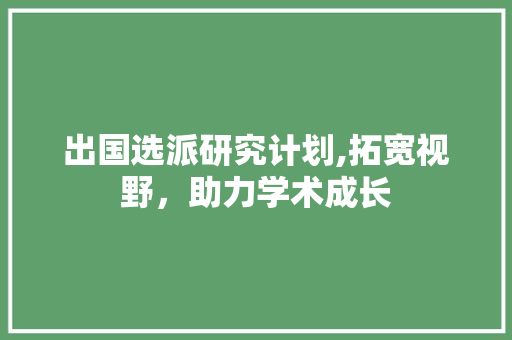 出国选派研究计划,拓宽视野，助力学术成长