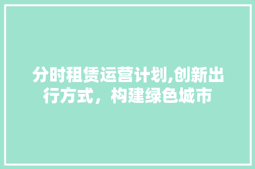 分时租赁运营计划,创新出行方式，构建绿色城市