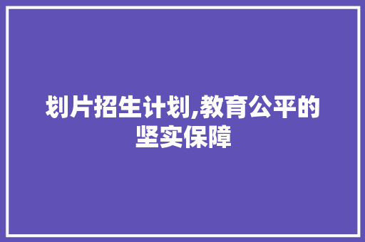 划片招生计划,教育公平的坚实保障