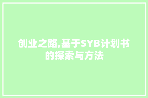 创业之路,基于SYB计划书的探索与方法