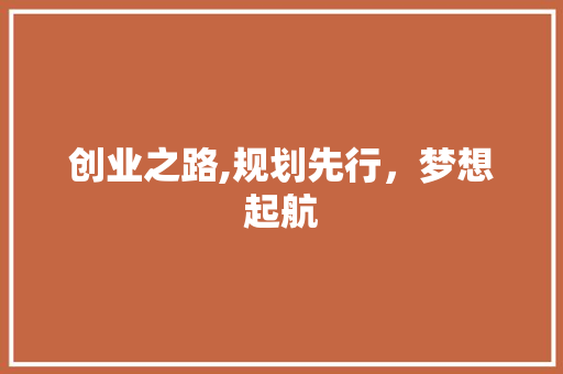 创业之路,规划先行，梦想起航
