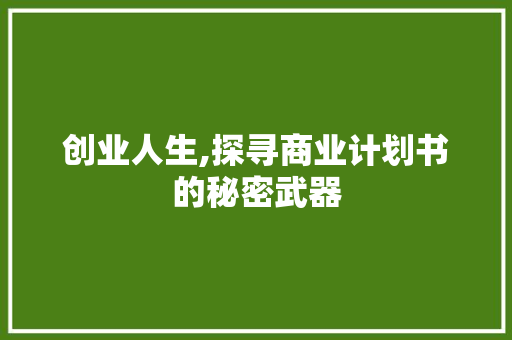 创业人生,探寻商业计划书的秘密武器