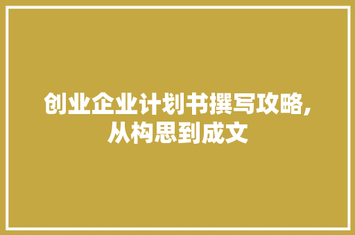创业企业计划书撰写攻略,从构思到成文
