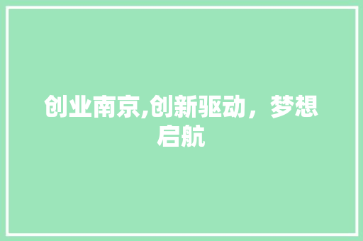 创业南京,创新驱动，梦想启航