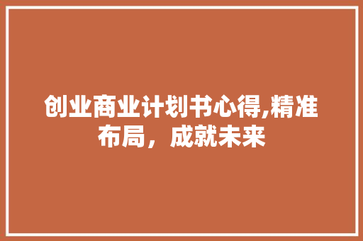 创业商业计划书心得,精准布局，成就未来