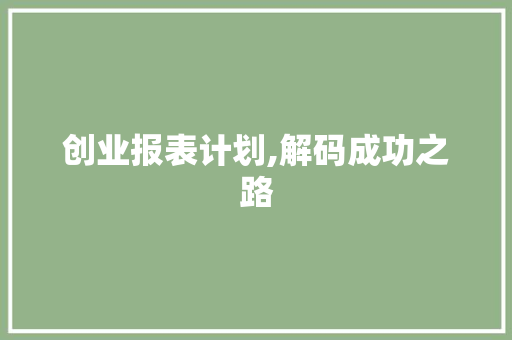 创业报表计划,解码成功之路