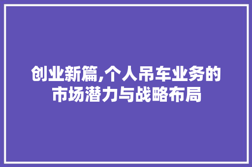 创业新篇,个人吊车业务的市场潜力与战略布局