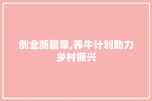 创业新篇章,养牛计划助力乡村振兴 工作总结