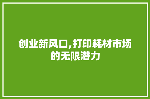 创业新风口,打印耗材市场的无限潜力