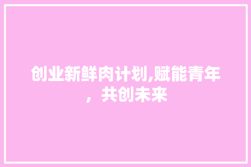 创业新鲜肉计划,赋能青年，共创未来
