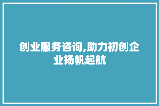 创业服务咨询,助力初创企业扬帆起航