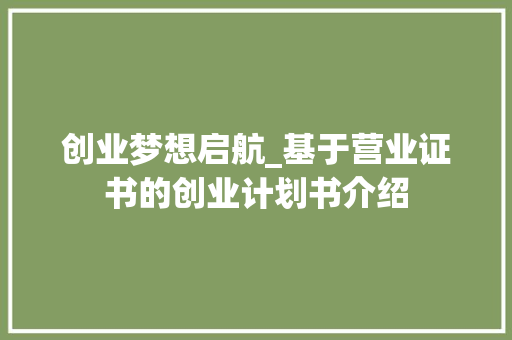 创业梦想启航_基于营业证书的创业计划书介绍
