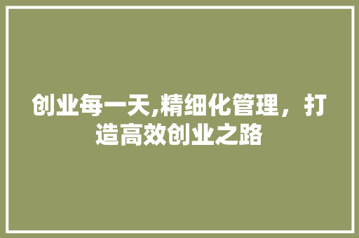 创业每一天,精细化管理，打造高效创业之路