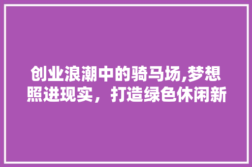 创业浪潮中的骑马场,梦想照进现实，打造绿色休闲新天地 诗词体裁