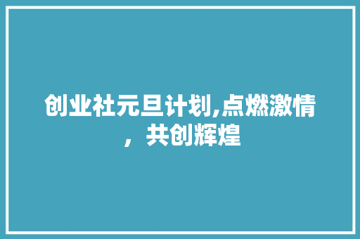 创业社元旦计划,点燃激情，共创辉煌