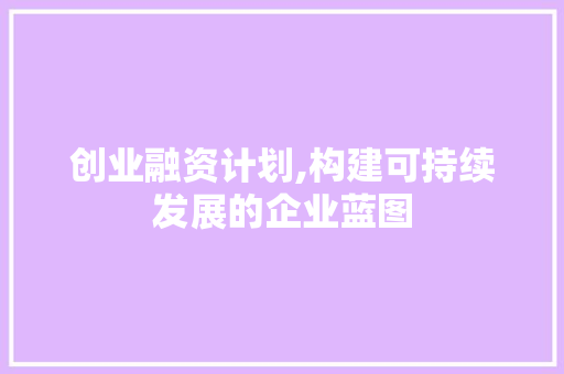 创业融资计划,构建可持续发展的企业蓝图 职场写作
