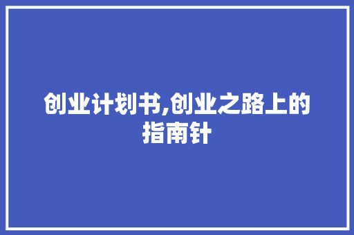 创业计划书,创业之路上的指南针